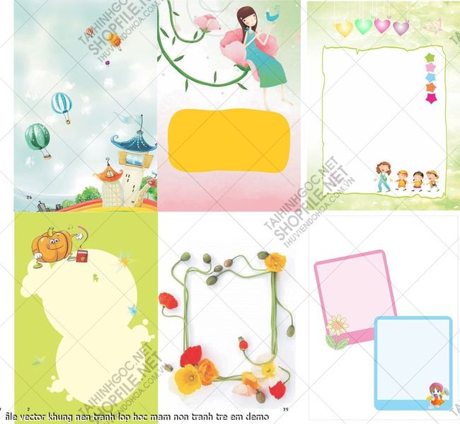file vector khung nen tranh lop hoc mam non tranh tre em